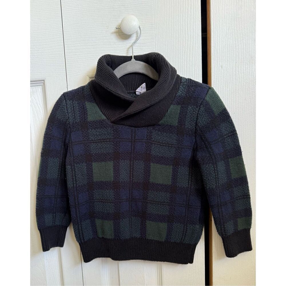 GAP 3T Boys Plaid Shawl Collar Sweater